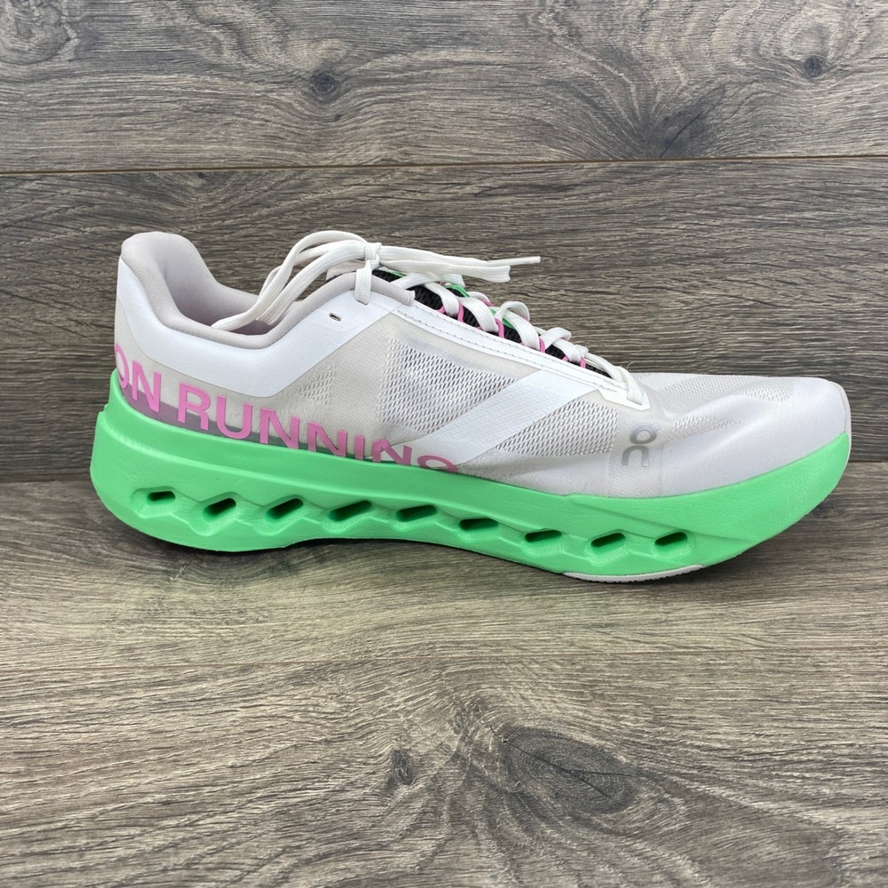 On Cloudsurfer Running Shoes Mens 11 White Green Pink CloudTec Phase 3ME30023103 - Picture 4 of 10